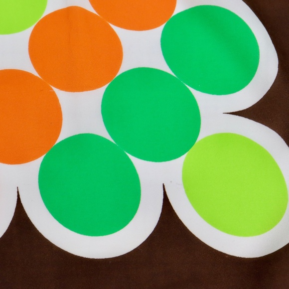 Vintage Trevira Scarf Orange Green Brown Dots Retro Mod MCM 1960s - Picture 10 of 11